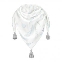 Bamboo tassel scarf - Heavenly feathers - grey