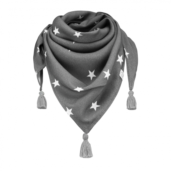 Triangle bamboo scarf Stars Grey