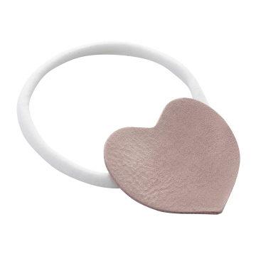 Headband Heart White-Dusty rose