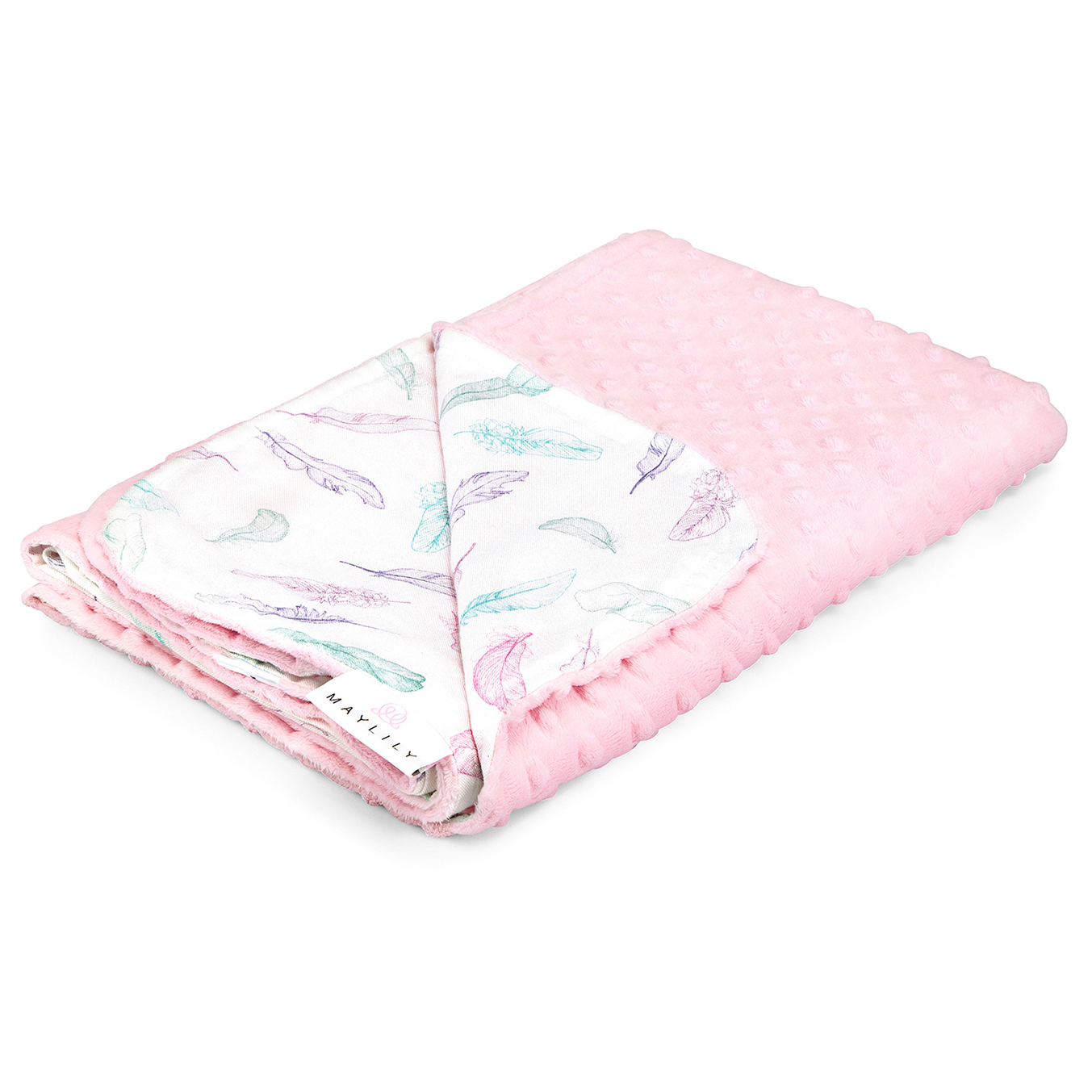 Light bamboo blanket - Paradise feathers - dusty pink