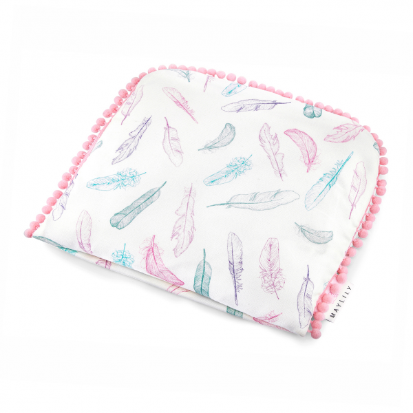 Pompom bamboo baby pillow Paradise feathers