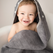 Bamboo hooded towel Stars Grey