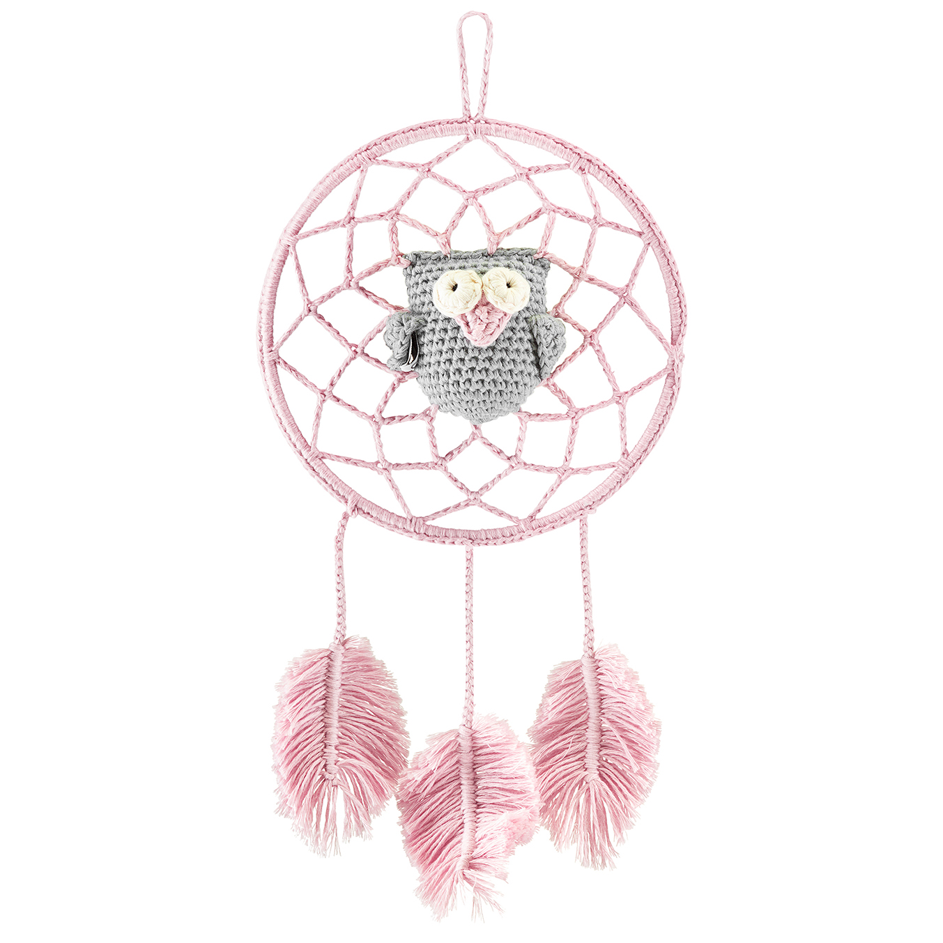 Dream catcher Owl -  dusty pink-grey