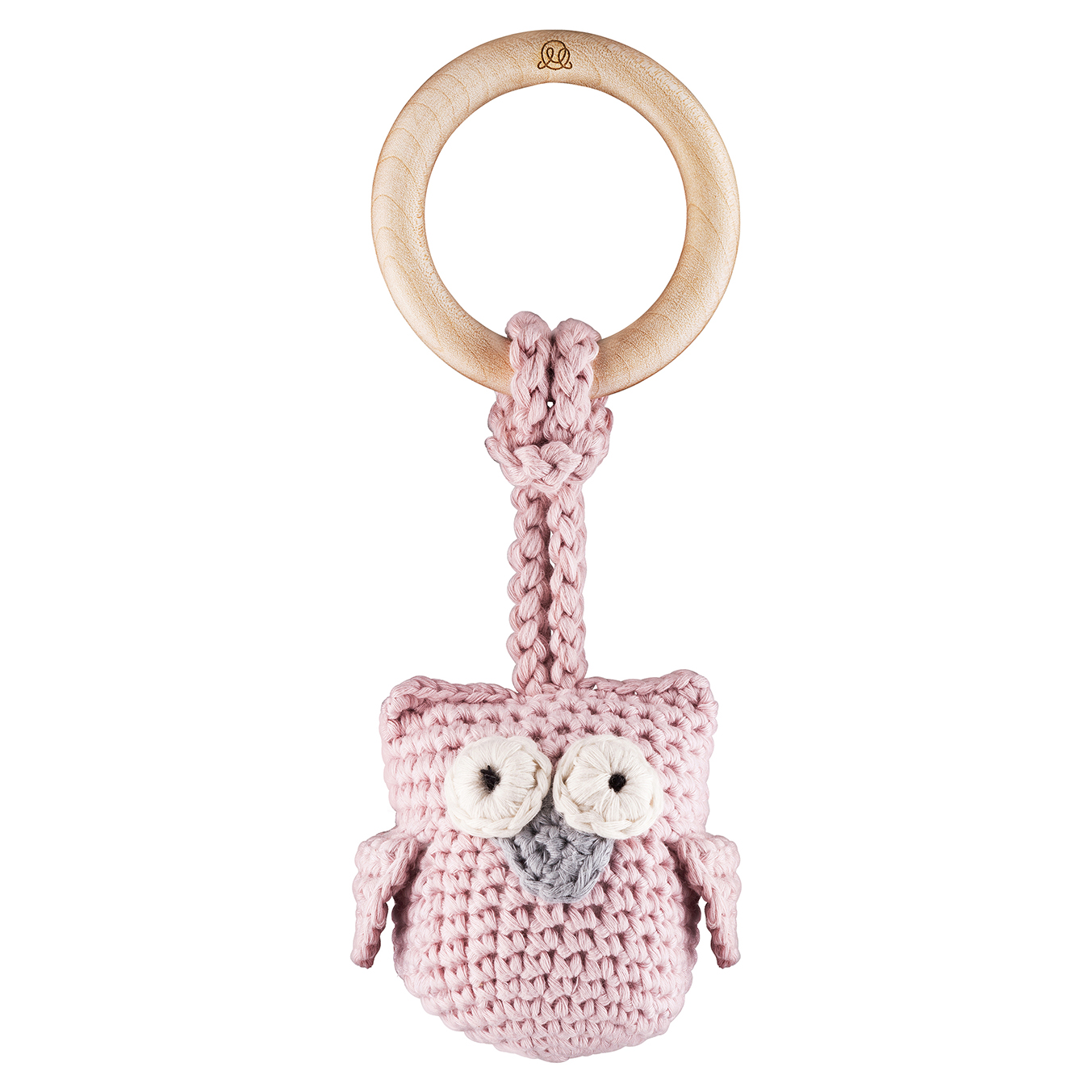 Eco-teether Owl - dusty pink