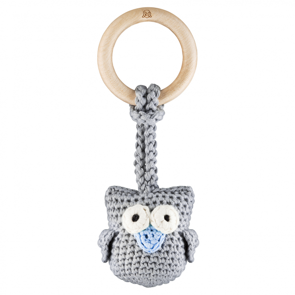 Eco owl teether Grey blue