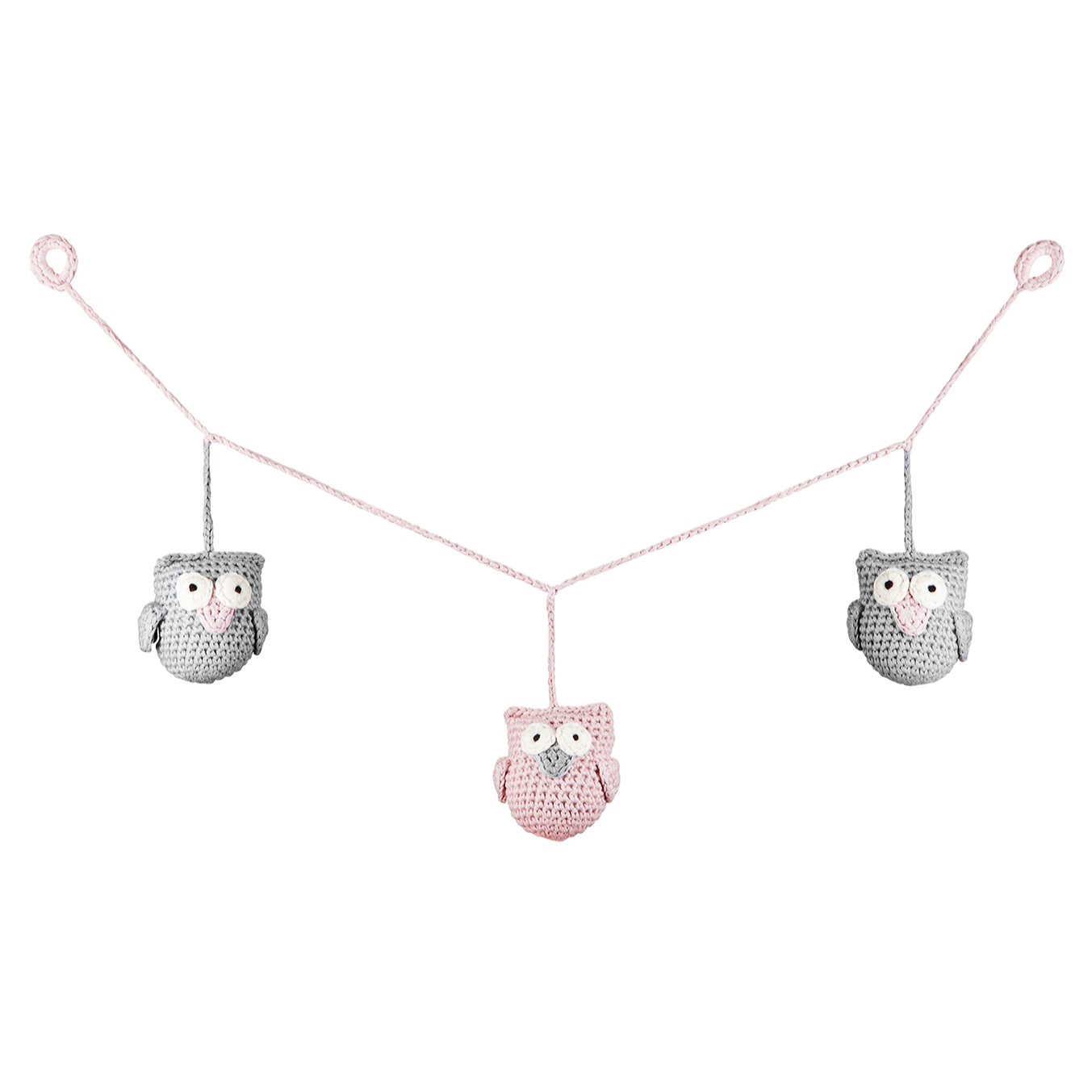 Garland Owls mini - grey-dusty pink