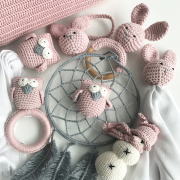 Rattle teether Bunny Dusty pink