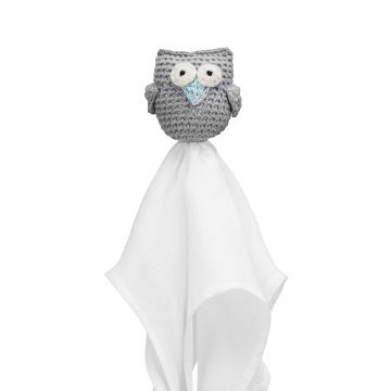 Snuggle owl security blanket XL Grey - mint