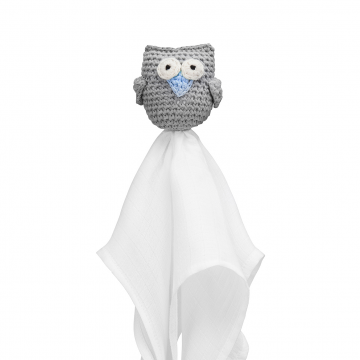 Snuggle owl security blanket XL Grey - blue