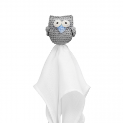 Snuggle toy Owl XL -  grey-light blue
