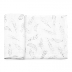 Anti-mosquito bamboo square 70x70 - Silver feathers