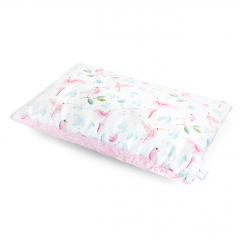 Fluffy bamboo pillow Luxe - Paradise birds - pink