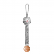 Pacifier clip Owl - grey-dusty pink - OUTLET