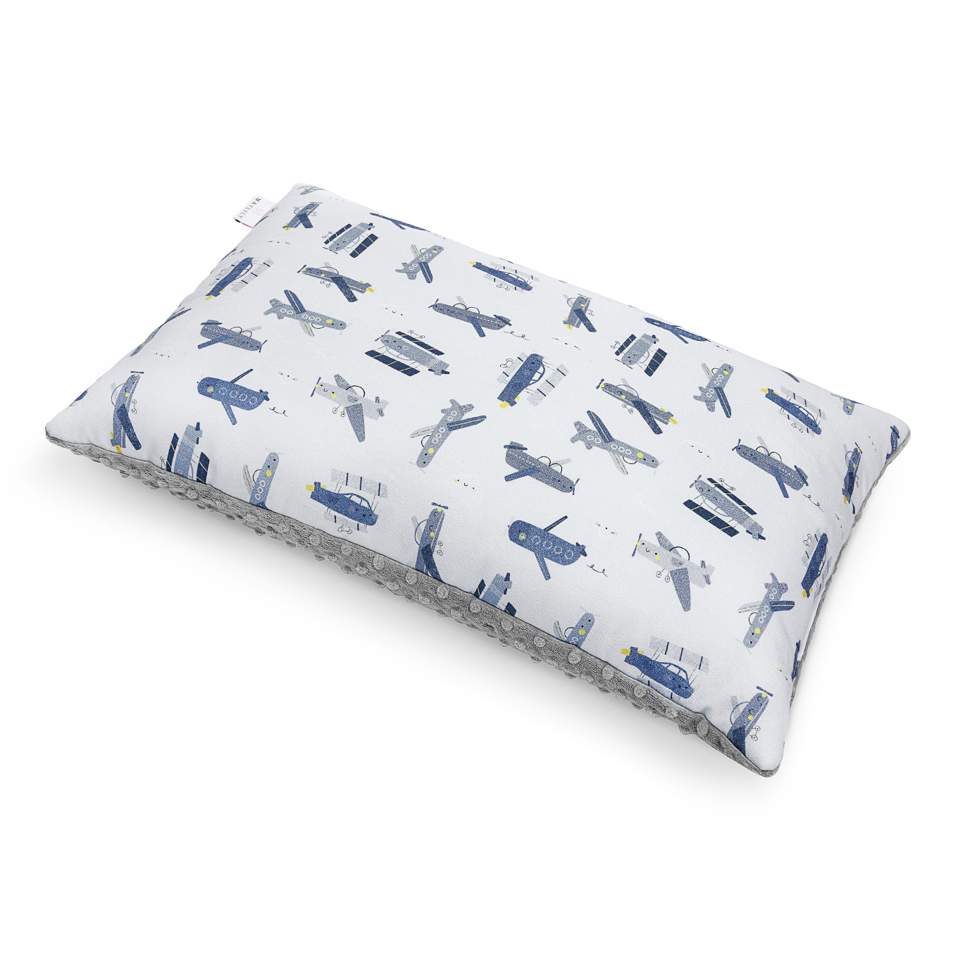 Fluffy bamboo pillow - Happy planes - silver