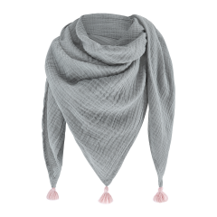 Muslin triangle scarf - grey-dusty pink