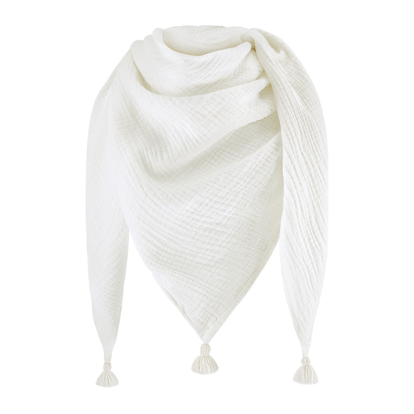 Muslin triangle scarf Cream-Cream