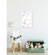 Personalized name poster - Heavenly birds