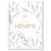 Personalized name poster - Heavenly feathers