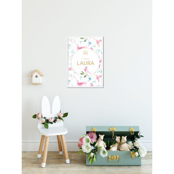 Personalized name poster - Paradise birds