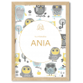 Personalized name poster - Grey owls