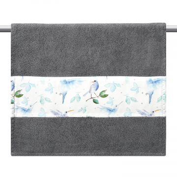 Bamboo bath towel 120x85 - Heavenly feathers - grey