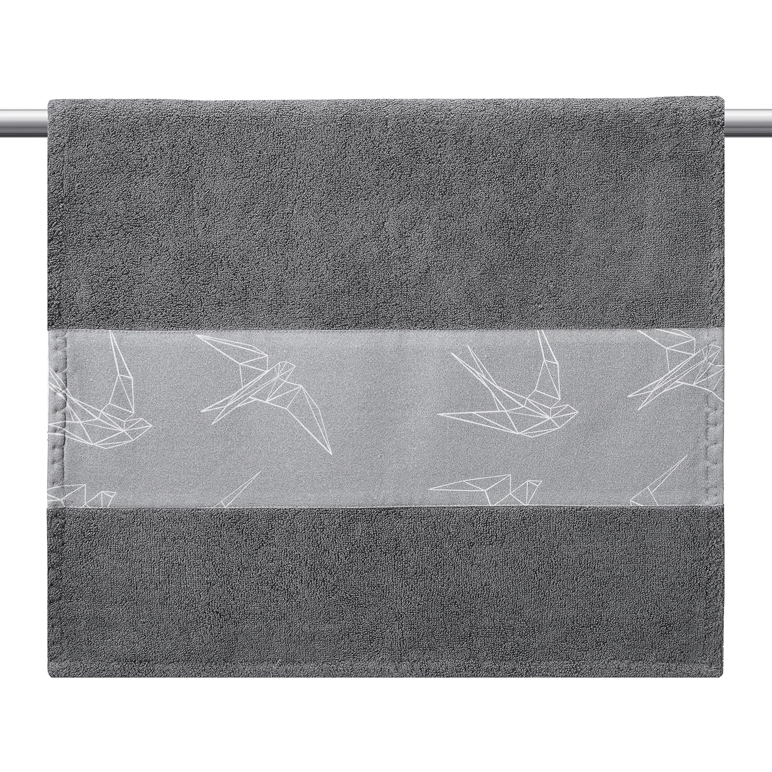 Bamboo bath towel - Swallows - grey