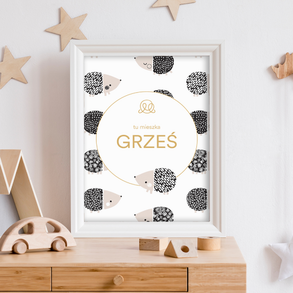 Personalized name poster - Hedgehogs boys