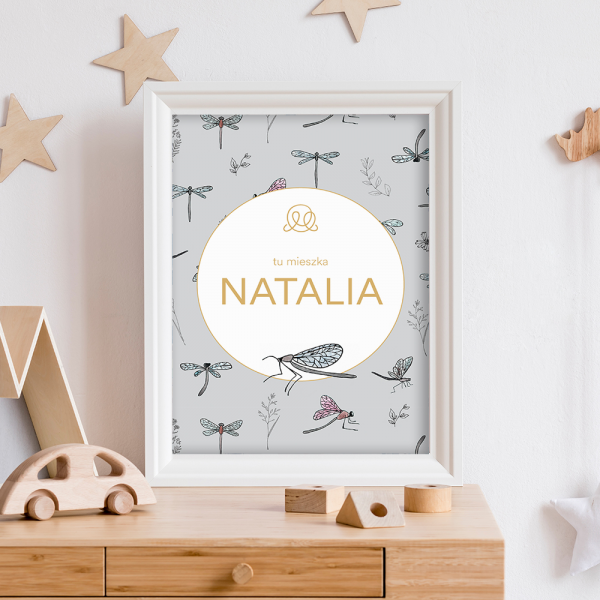 Personalized name poster - Dragonflies