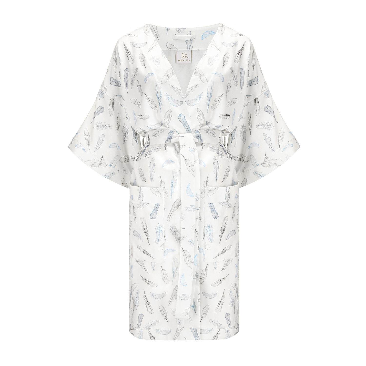 Bamboo kimono dressing gown - Heavenly feathers