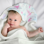 Bamboo baby towel Paradise feathers White