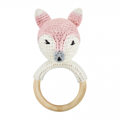 Rattle-teether Fox - dusty pink