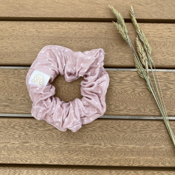 Gumka scrunchie bambusowa - Kamyczki róż