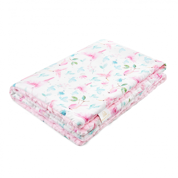 Warm bamboo blanket Luxe Paradise birds Pink