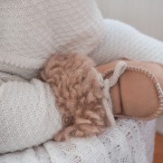Sheepskin baby booties - dusty pink