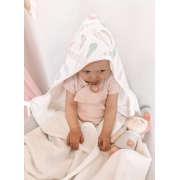 Bamboo hooded towel Paradise feathers White