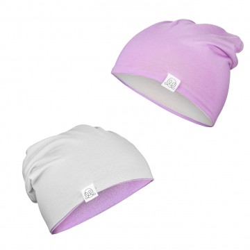 Bamboo reversible beanie Light grey-Lilac