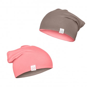 Bamboo reversible beanie Coral - Beige