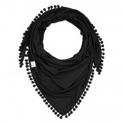 Bamboo pompom scarf - black-black