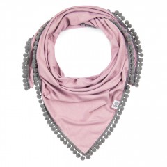 Bamboo pompom scarf - blush pink-grey