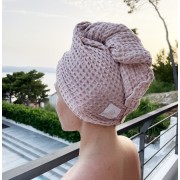 Linen hair turban - dusty pink