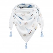 Bamboo tassel scarf - Sailboats - light blue