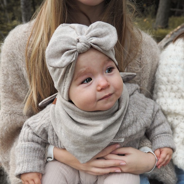 Turban merino - pudrowy róż