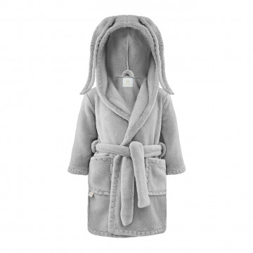Fluffy bathrobe Flowers - grey