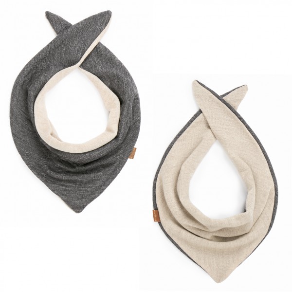 Merino reversible scarf - graphite-beige