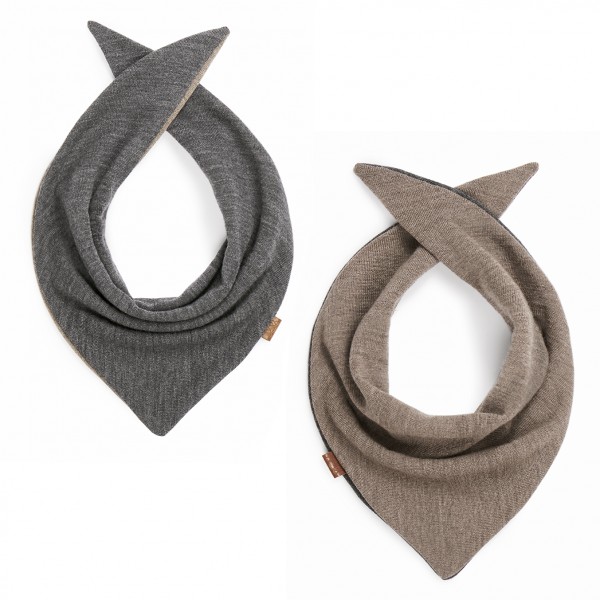 Merino reversible scarf - taupe-graphite