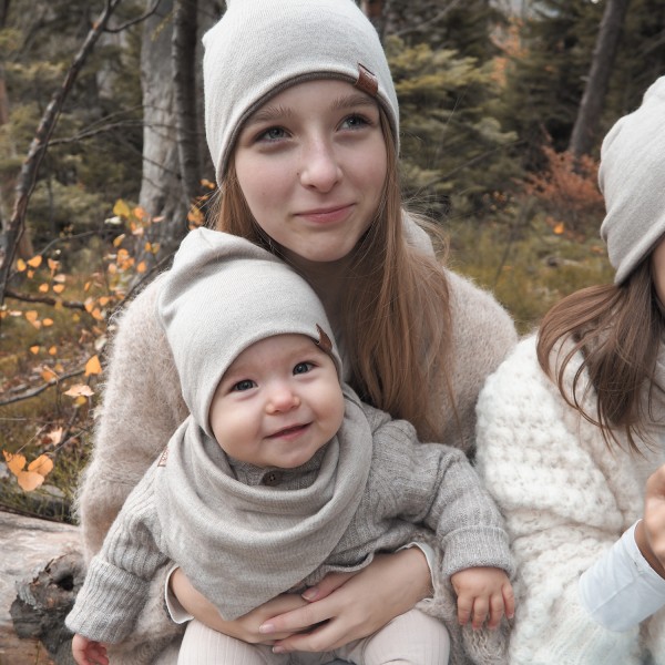 Czapka merino dwustronna - popiel-jeans