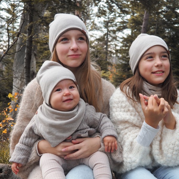 Czapka merino dwustronna - popiel-jeans