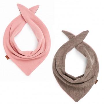 Merino reversible scarf - taupe-dusty pink