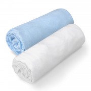 Cotton jersey sheet 2-pack - white-light blue