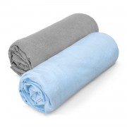Cotton jersey sheet 2-pack - grey-light blue